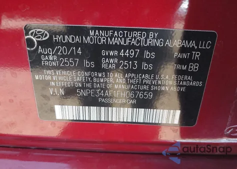 2015 Hyundai Sonata Sport from USA, damaged, VIN 5NPE34AF1FH067659